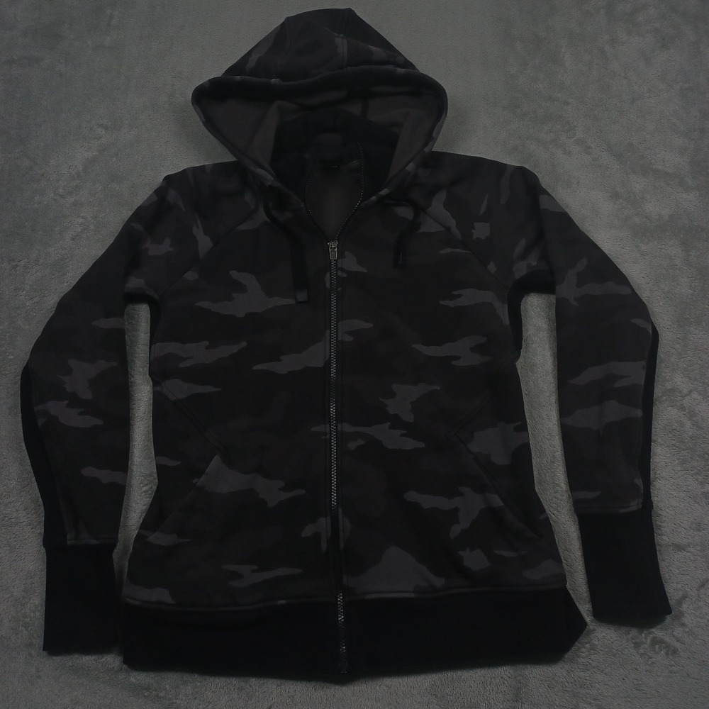 Athleta Jacket Womens Large Black Triumph‎ Casual Camouflage Full Zip Pockets